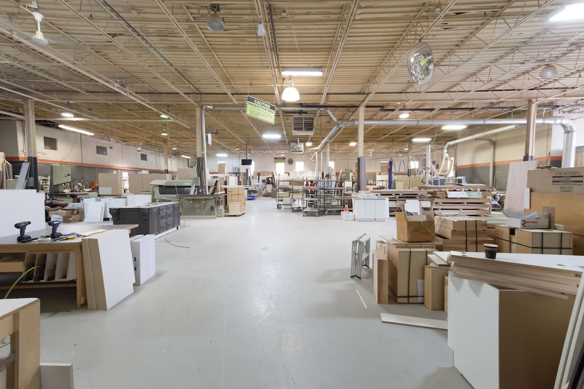 The production floor inside Brampton Kitchen & Cabinets' 25,000 sq ft facility